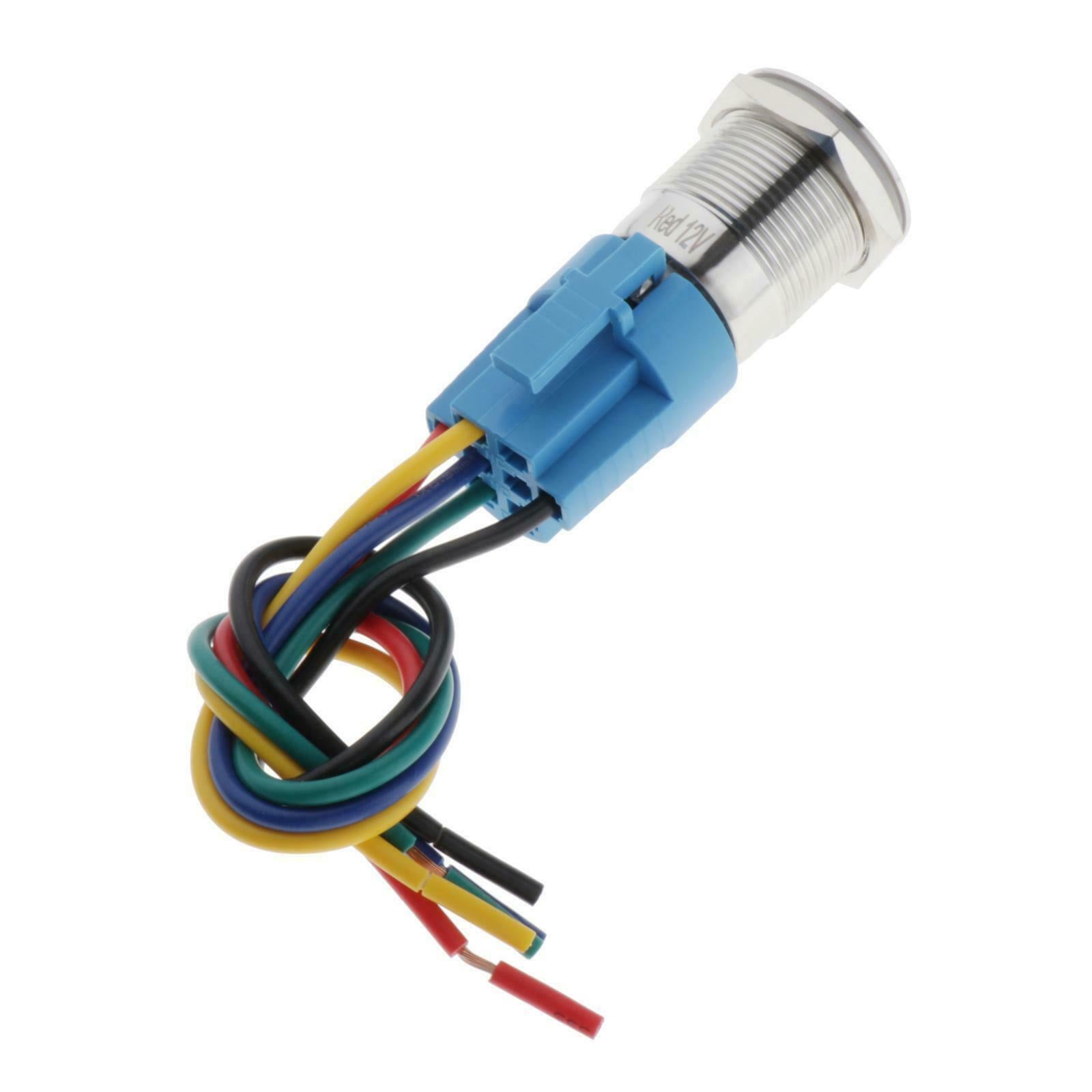 12V 19mm Red LED Light Missile Fire Push Button Switch
