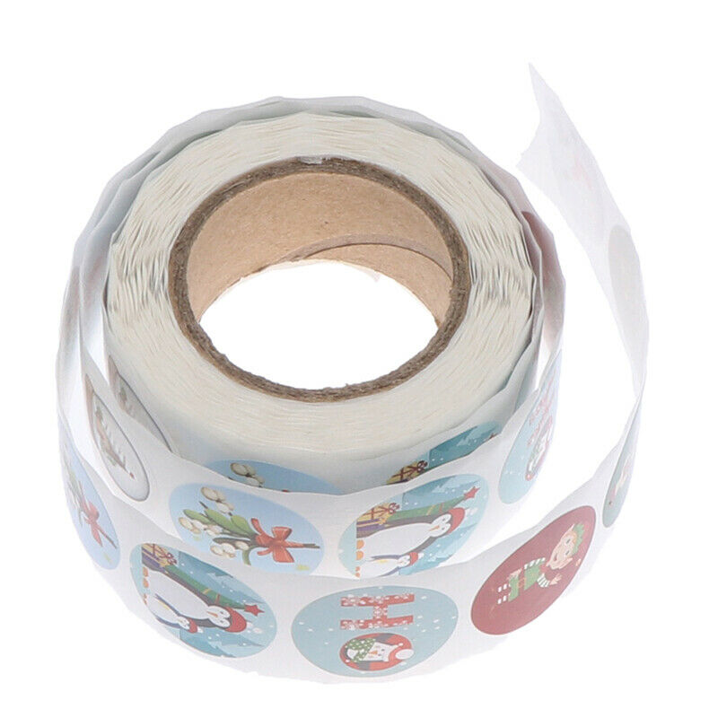 500pcs Round Christmas Stickers rollEnvelope Gift Card Label Sealing Deco FTBUA