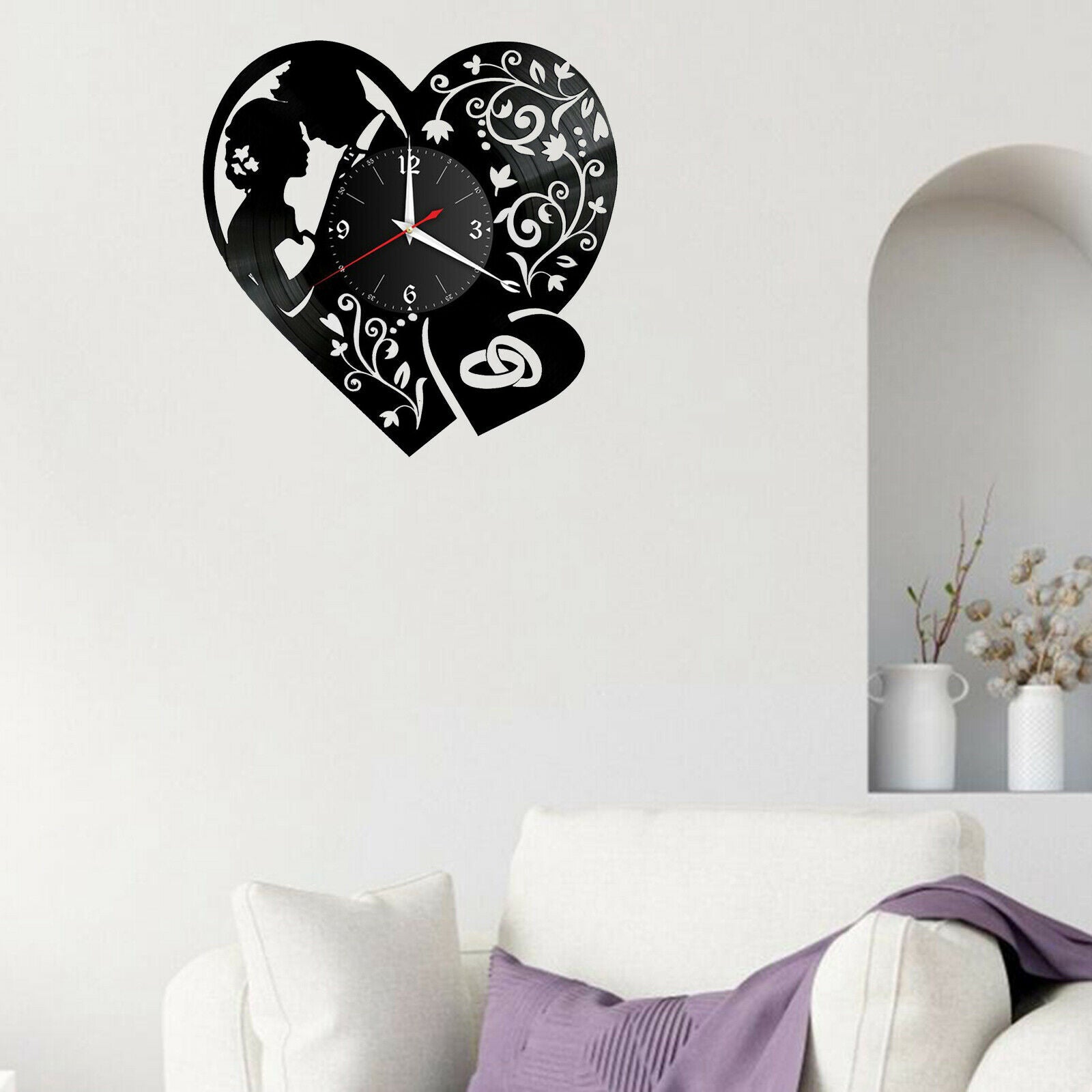 Vinyl Wall Clock Decoration Non Ticking for Kitchen Wedding Anniversary