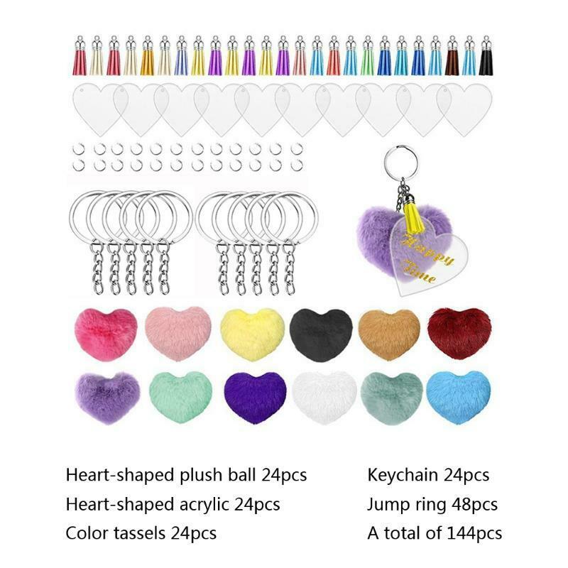 Acrylic Keychain Blanks Set for Vinyl Transparent Blank Keychains with Tassel