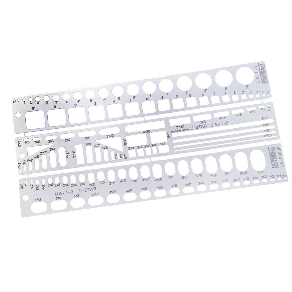 13.2cm Metal Hollow Out Modeling Engraved Scribe Line Aircraft Tools Ruler Kit
