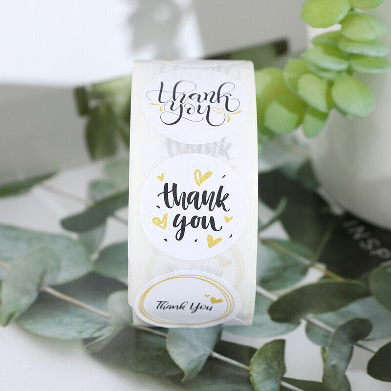 500* Thank You Stickers Hand Made With Love Labels Round-Heart Business S.l8