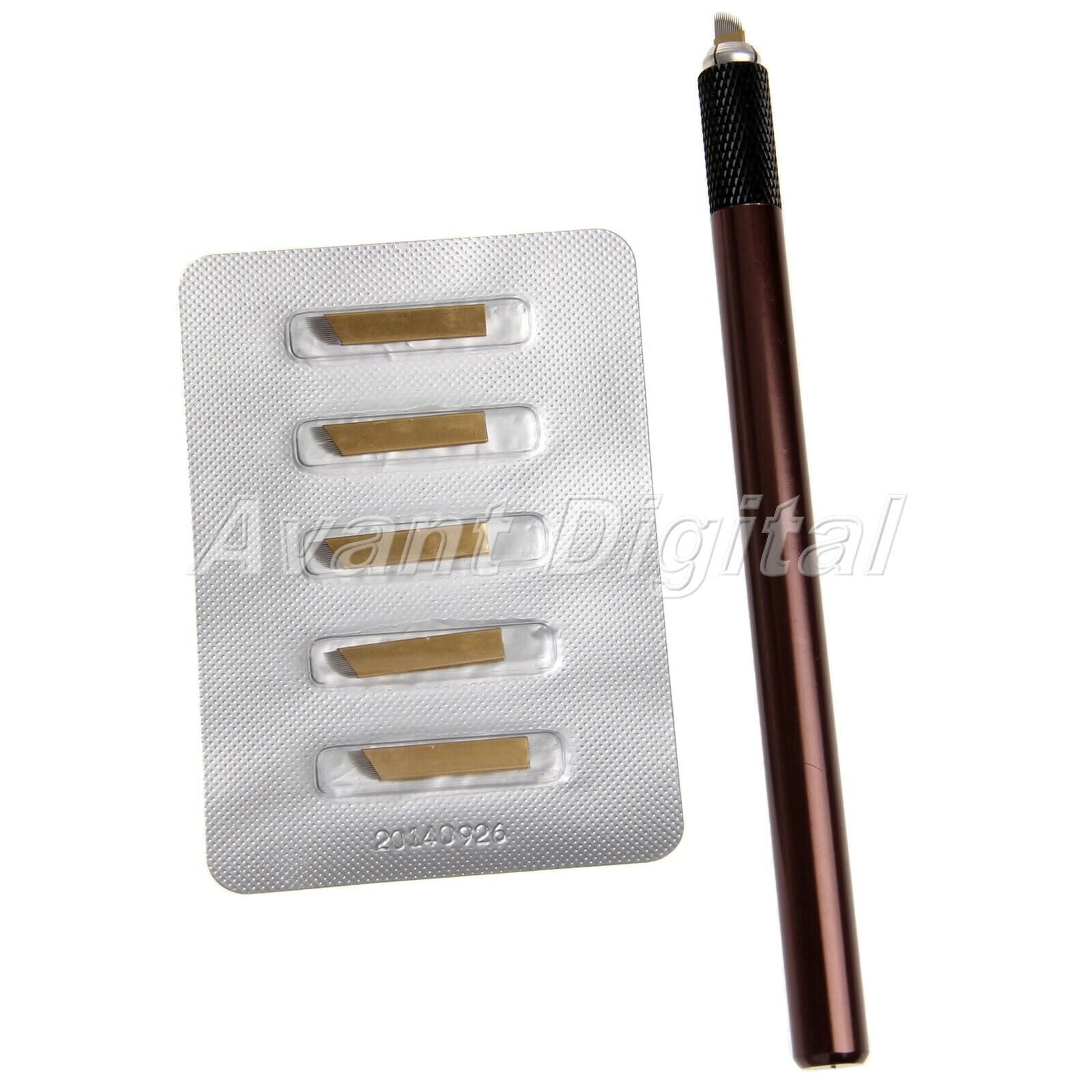 Manual MicrobladIing Tattoo Pen With 5Pcs 14pin Needle Permanent Eyebrow Tool