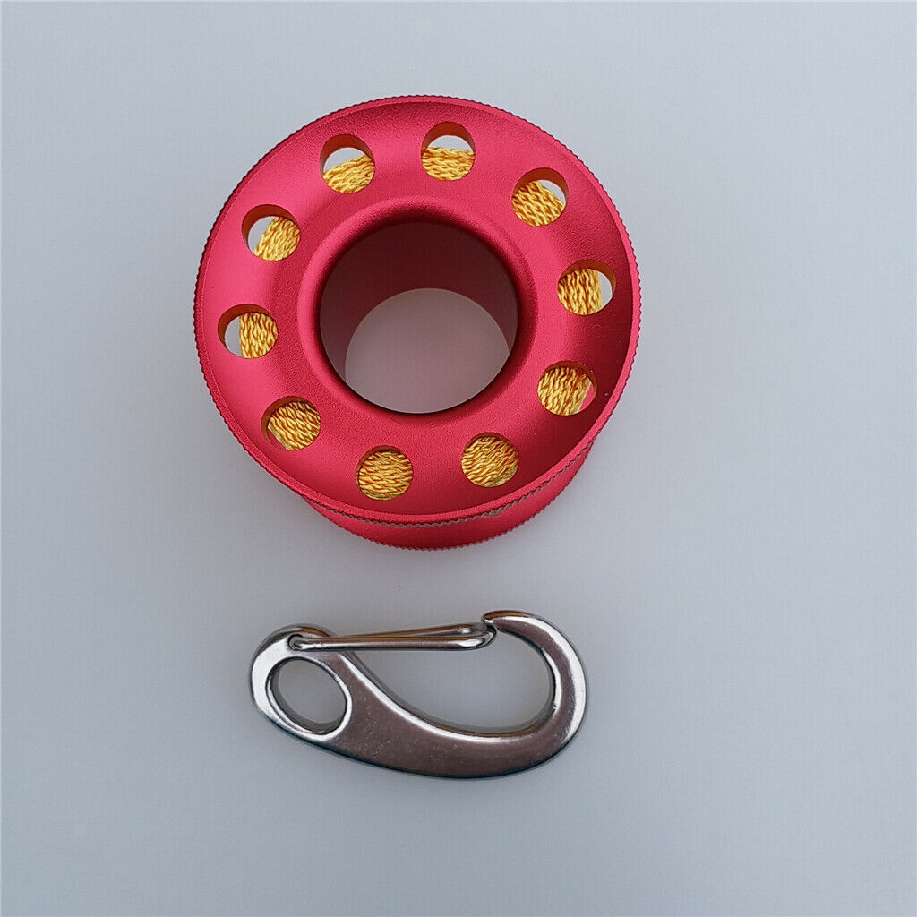 Aluminum Scuba Diving Finger Spool Reel+10m Line+Snap Quick Link Red