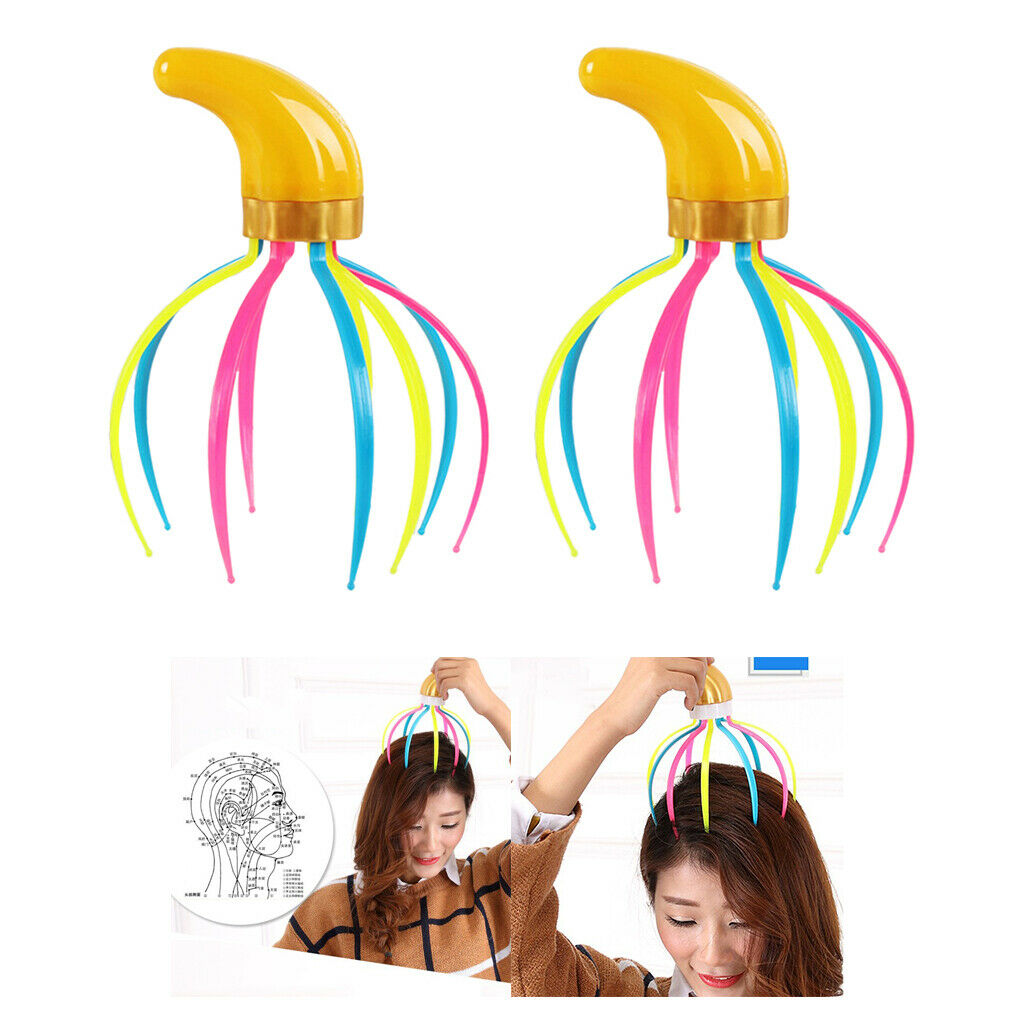 Pack of 2 9 Heads Manual Head Massager Scratcher for Stress Relief Soothing
