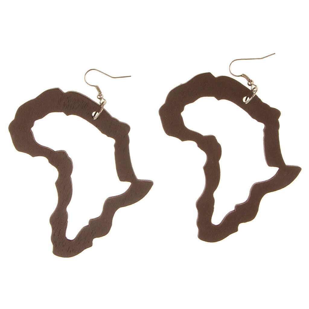DIY Unfinished Wooden Earrings Africian Map Drop Big Hook Earring Jewelry #4