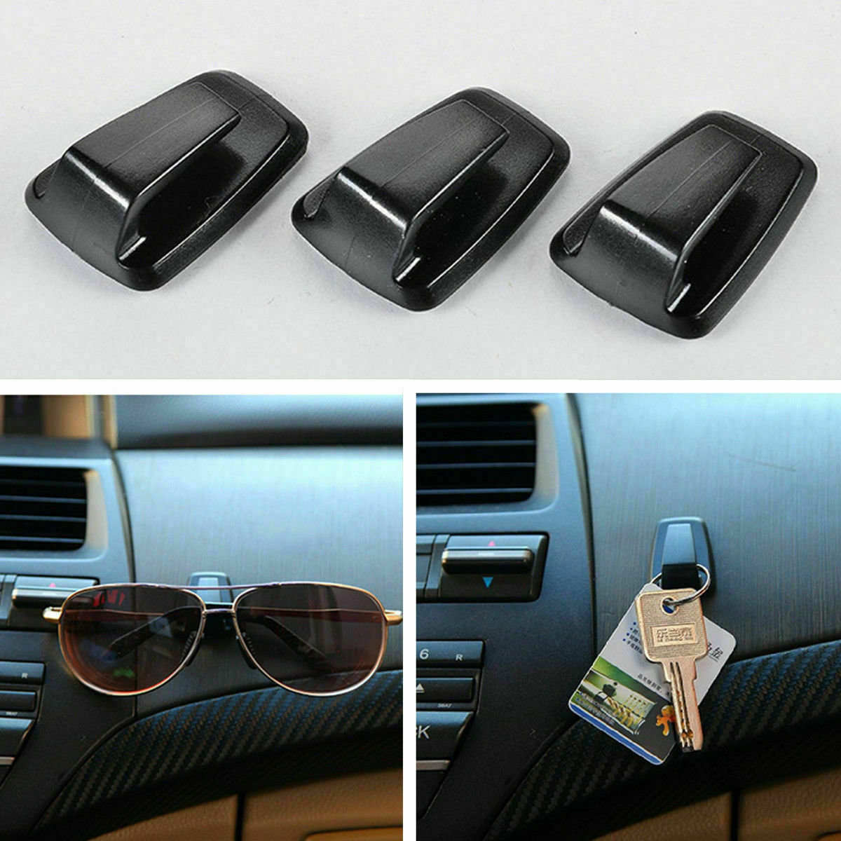 3x Universal Khaki Car Auto Self Adhesive Convenient Bag Key Hanger Holder Hook