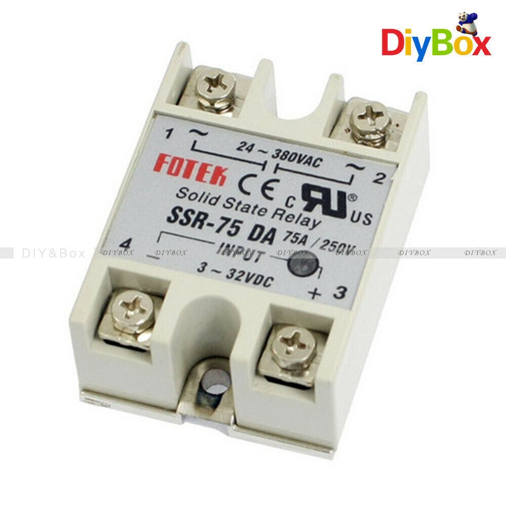 SSR-75DA Solid State Relay 75A 24V-380V 250V Module 3-32V DC To AC