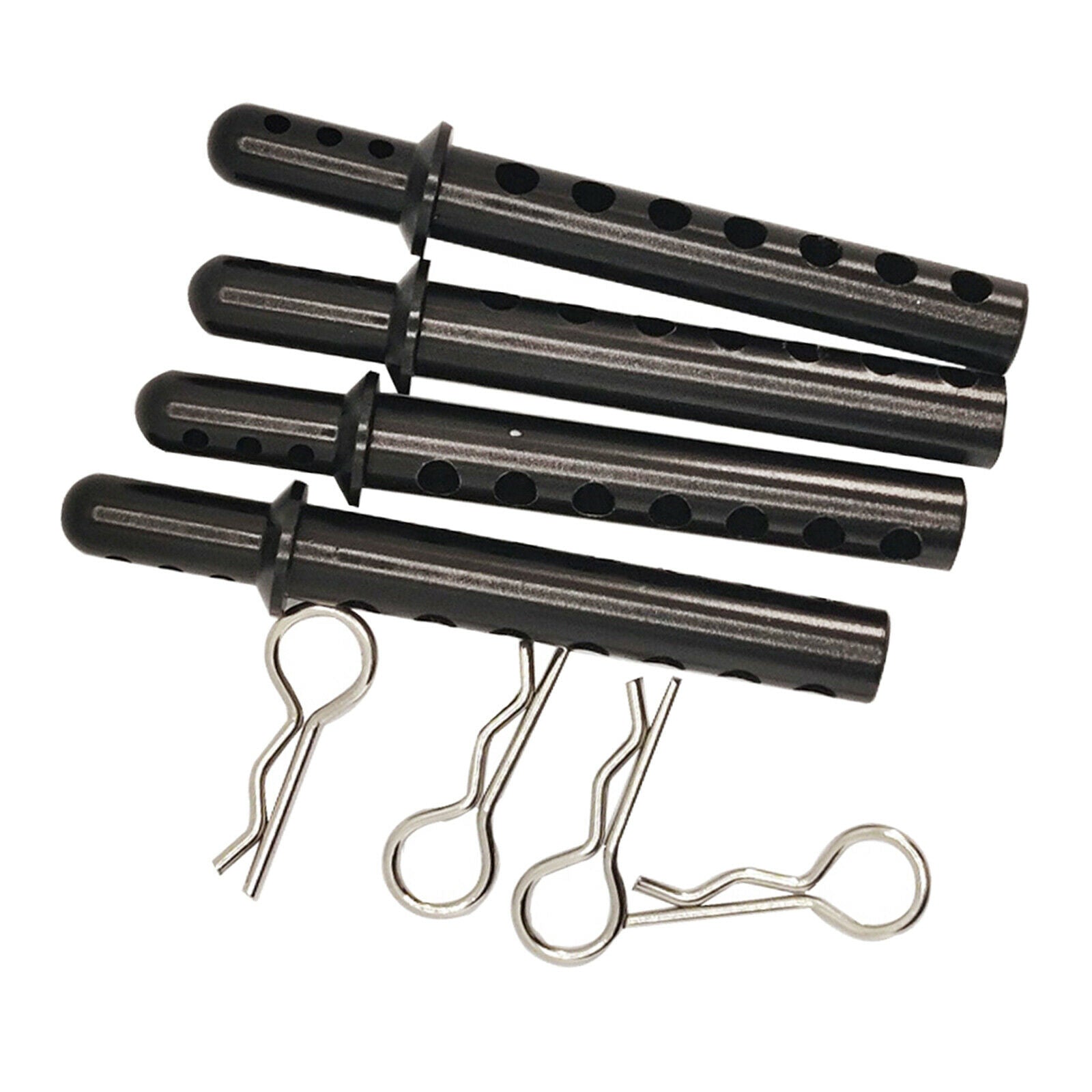 Aluminum Body Post Mounts With R-Clip Pins For 1:10 1: 8 RC Car Black