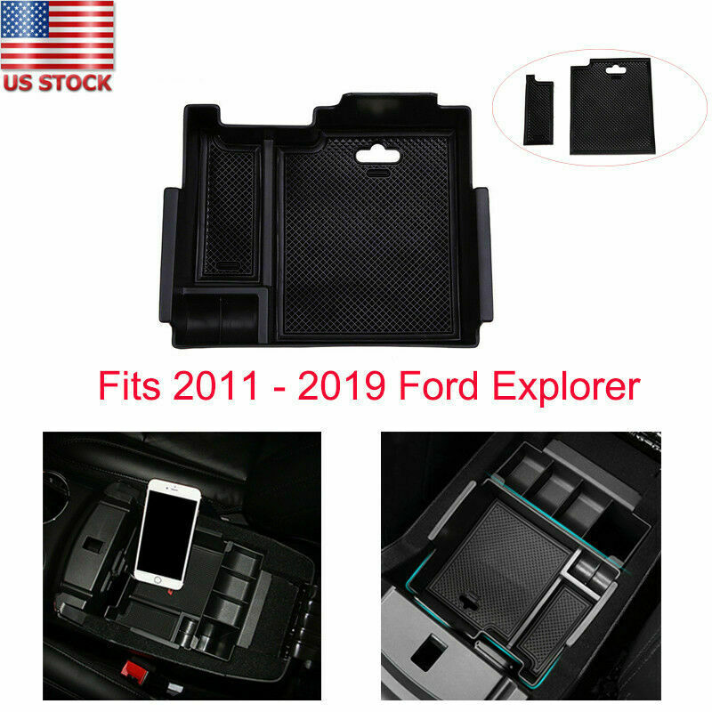 Interior Armrest Storage Box Center Console Tray Black For Ford F150 2015-18 17