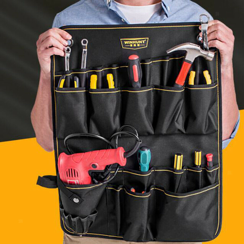 Electrician Tool Pouch Bag, Durable Black Oxford, Multi-pocket, Durable,