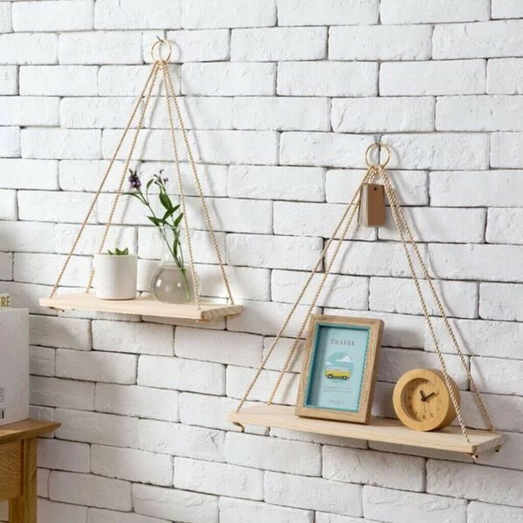 4pcs Hanging Wall Mounted Shelves Plant Basket  Hanging Rack Organiser Decor