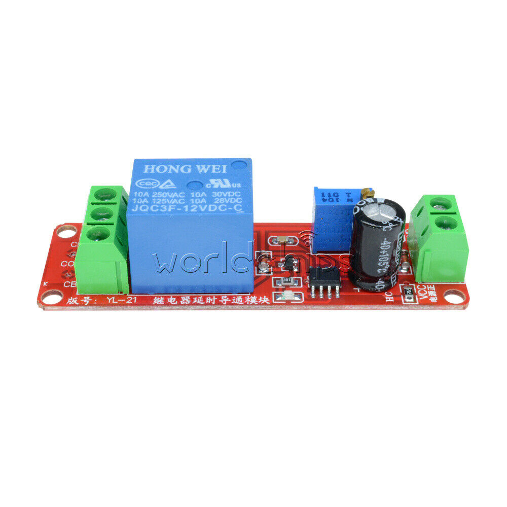 2PCS 12V DC Conduction Delay Relay Shield Module NE555 Timer Switch 0-10 Sec