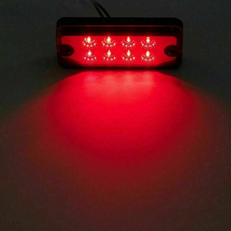 4x Red 8-LED Side Marker Lights RV Truck Trailer Clearance Light Waterproof 12V