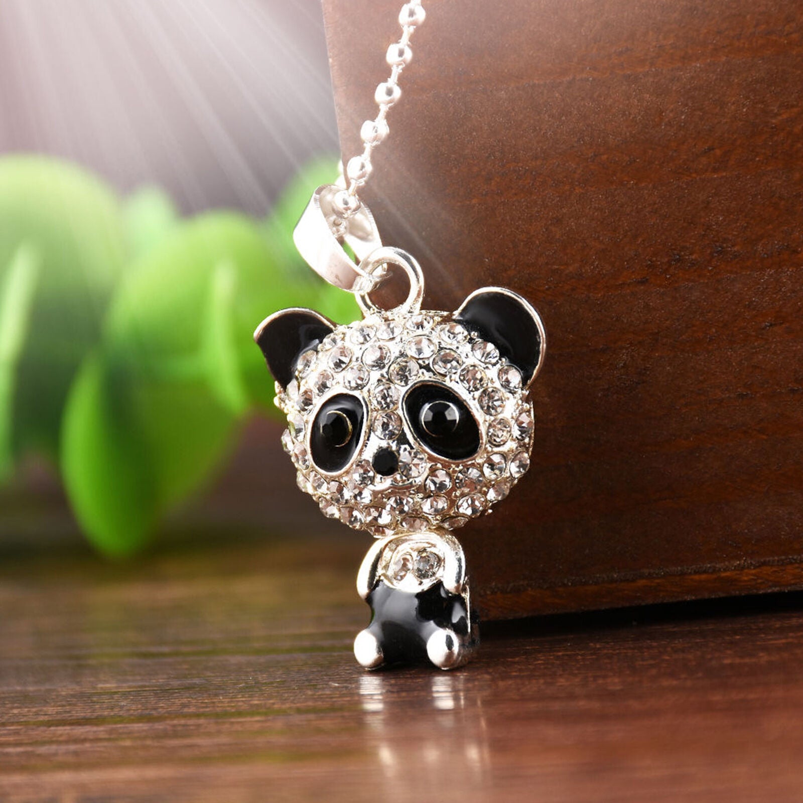Women Delicat Fashion Cute Necklace Rhinestone Panda Pendant Chain Jewelry Gift