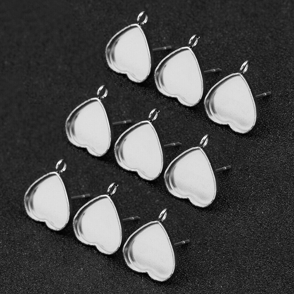 11mm Heart Shaped Bezel Ear Earring Stud Blank Base Post Earring Settings 20