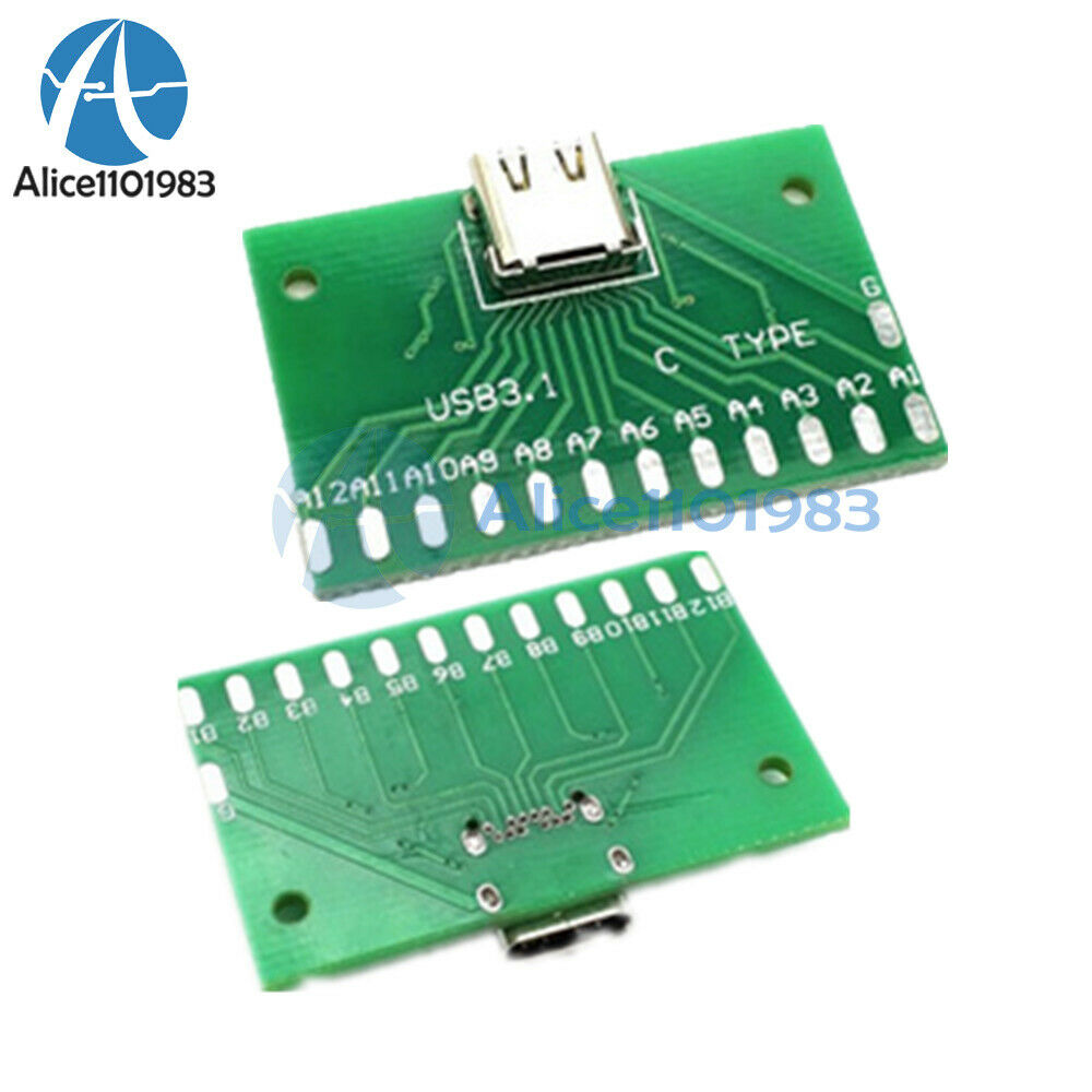 24Pin USB 3.1 Type C Female Plug Socket Connector SMT Type + PCB Board For DIY