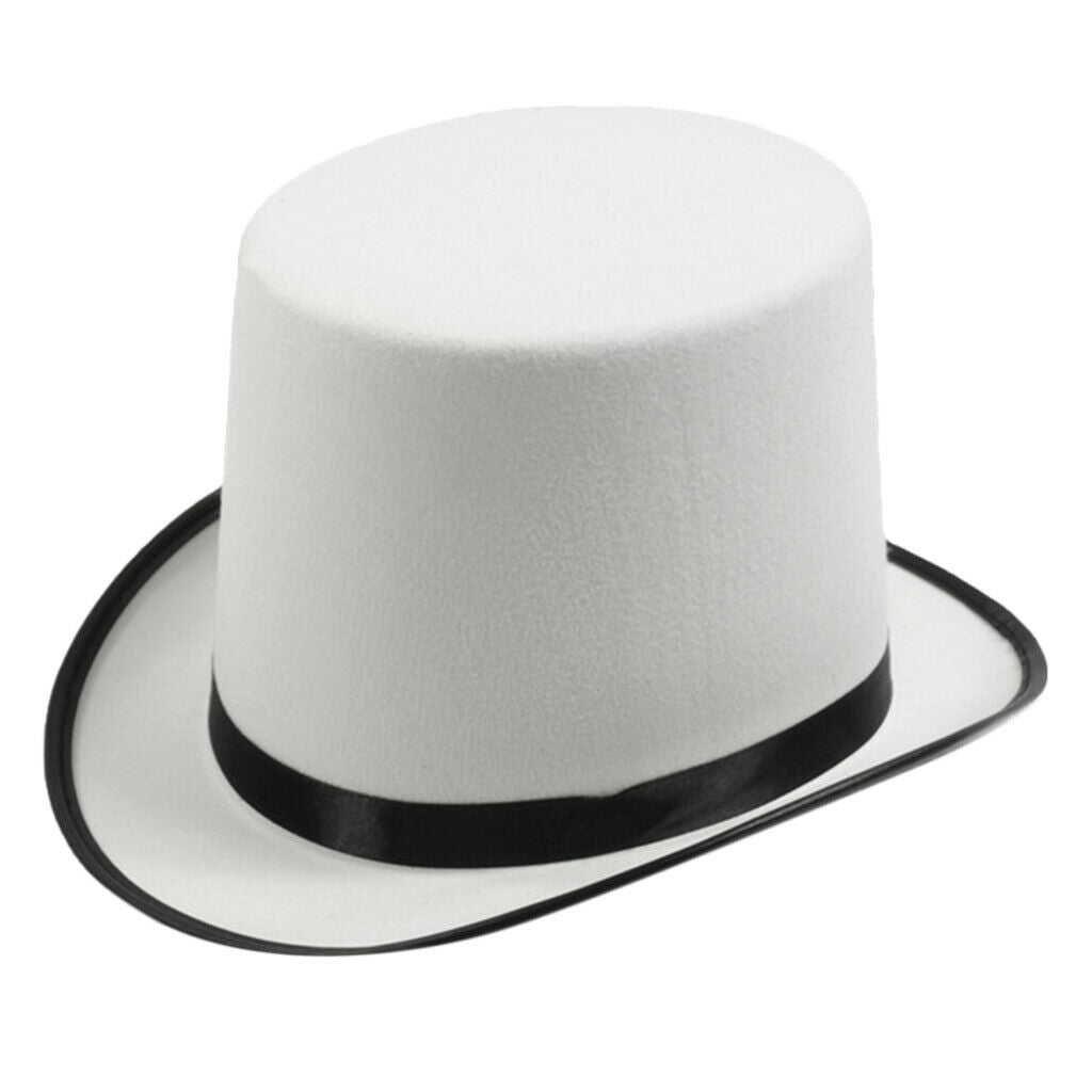 Deluxe White Formal Costume Top Hat Party Jazz Fedora Magician Caps Trilby