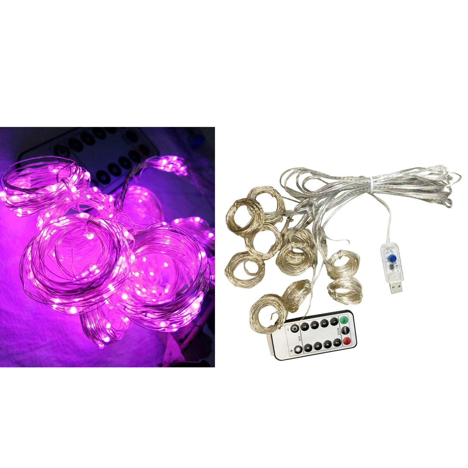 Christmas 3x3m 300LED USB Curtain Fairy String Lights Pink