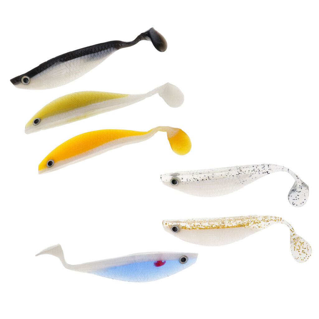 6pcs Soft Fishing Lure Bass Baits Artificial Baits Tackle 11.5 Cm/4.5 Inch