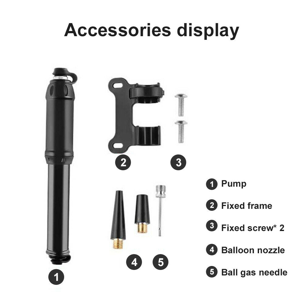 Portable Ball Inflator Hand Pump for Bike Bicycle Soccer Sport W/ Adapter Needle