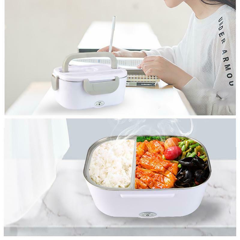220V 12V Stainless Steel Electric Heating Lunch Box Car Food Warmer Heater Set
