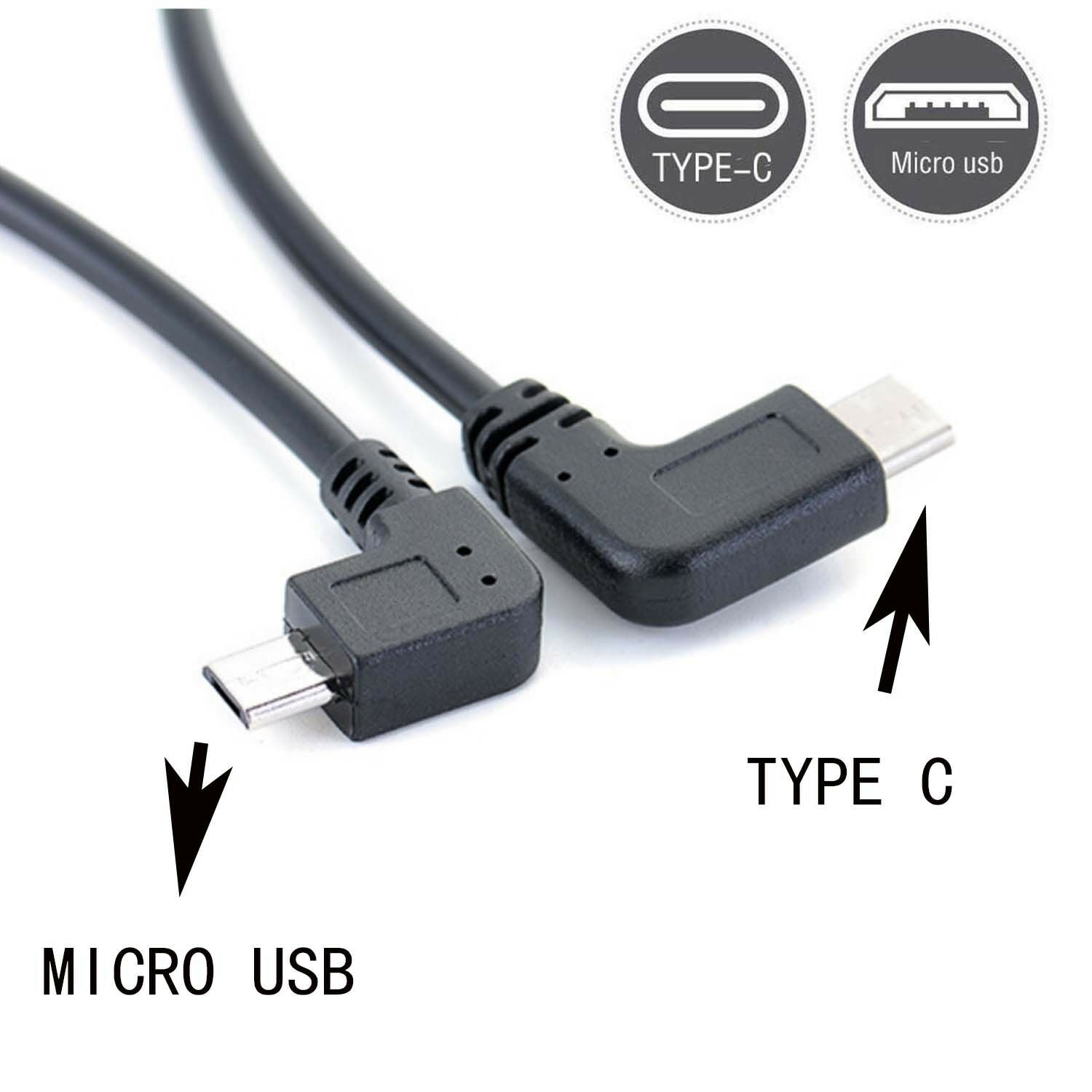 90 angle Type C (USB-C) to Micro USB Sync Charge OTG CHARGER Cable Adapter MG
