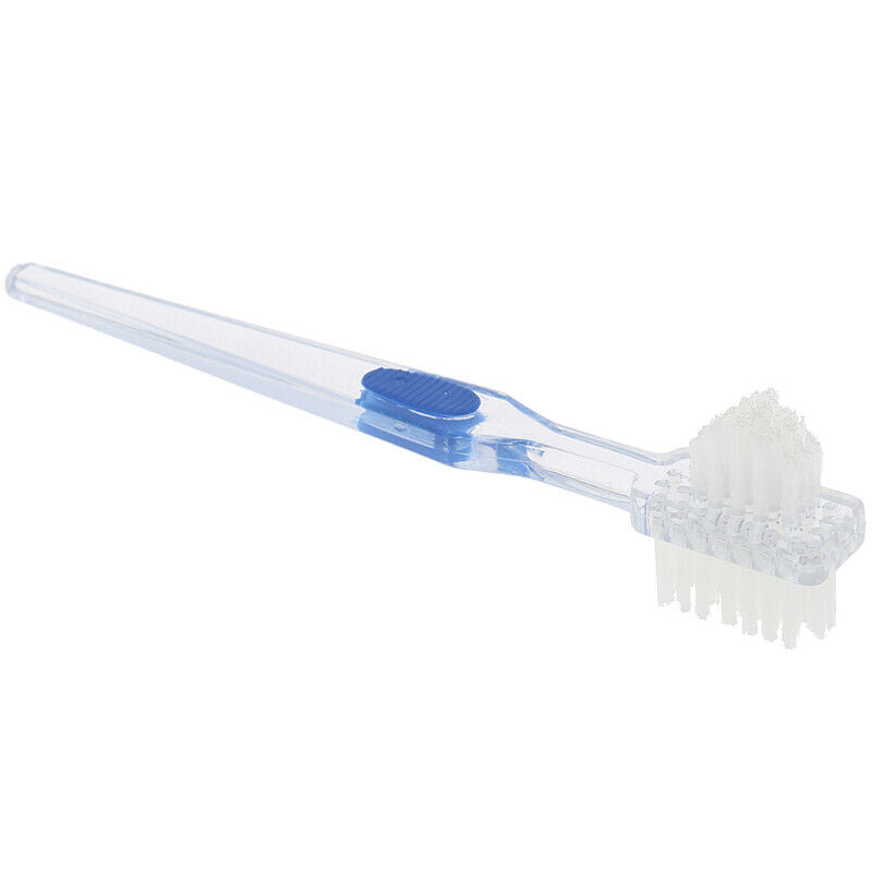 Double Side Denture Brush Ultra Soft Bristle Head False Teeth Toothbrush .l8