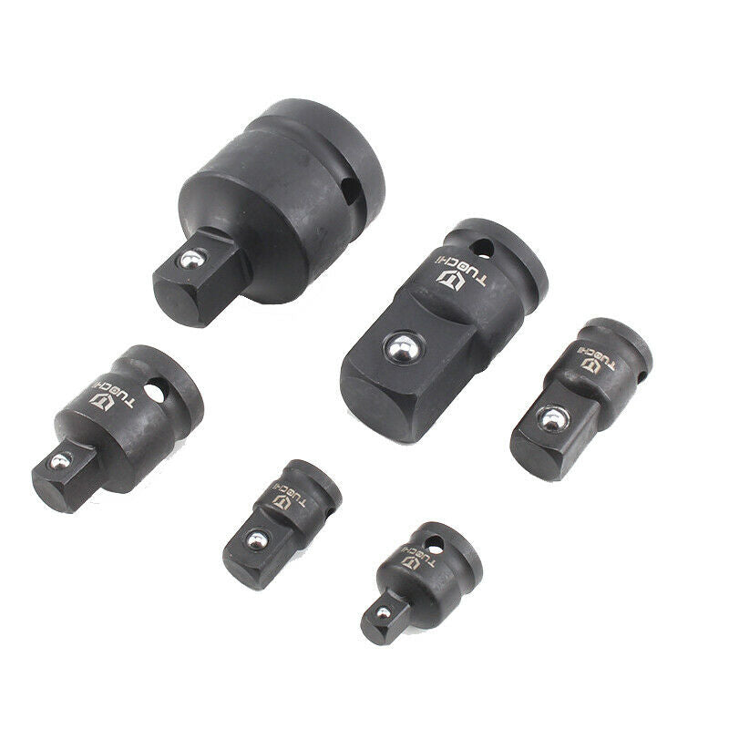 6Pcs Pneumatic 1-3/4-1/2-3/8-1/4 Vanadium Steel 50BV30 Sleeve Hand Tool Adapters