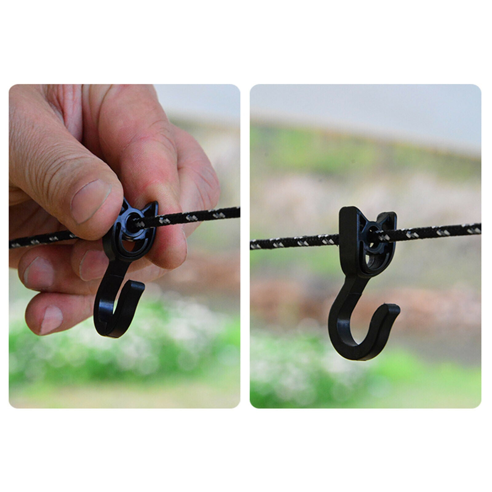 10x Awning Hanging Clips Light Hangers Camping Awning Hooks Outdoor Black