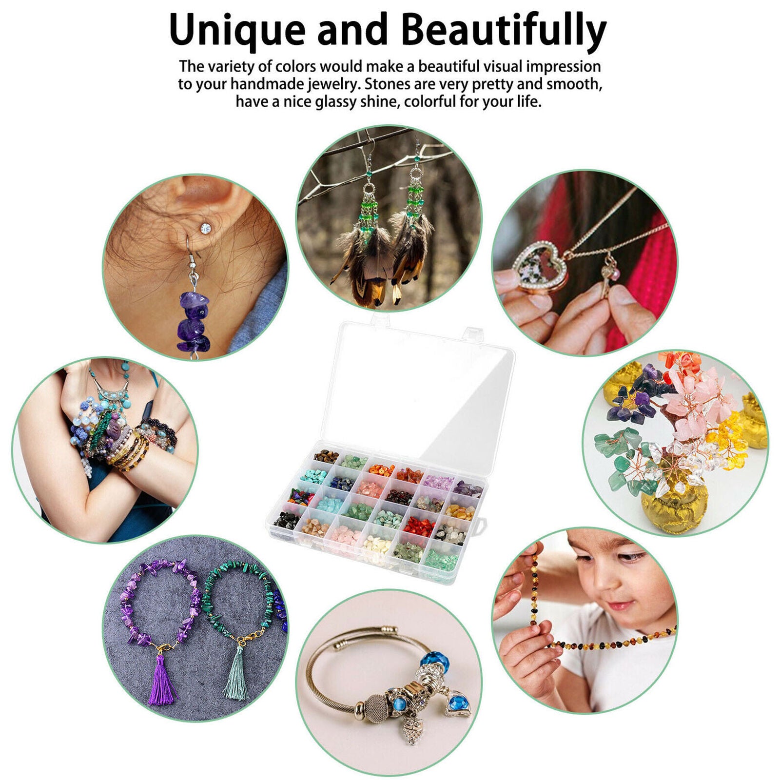 DIY Irregular Chip Stone Bead Bracelet Necklace Natural Jewelry Making Box Kit