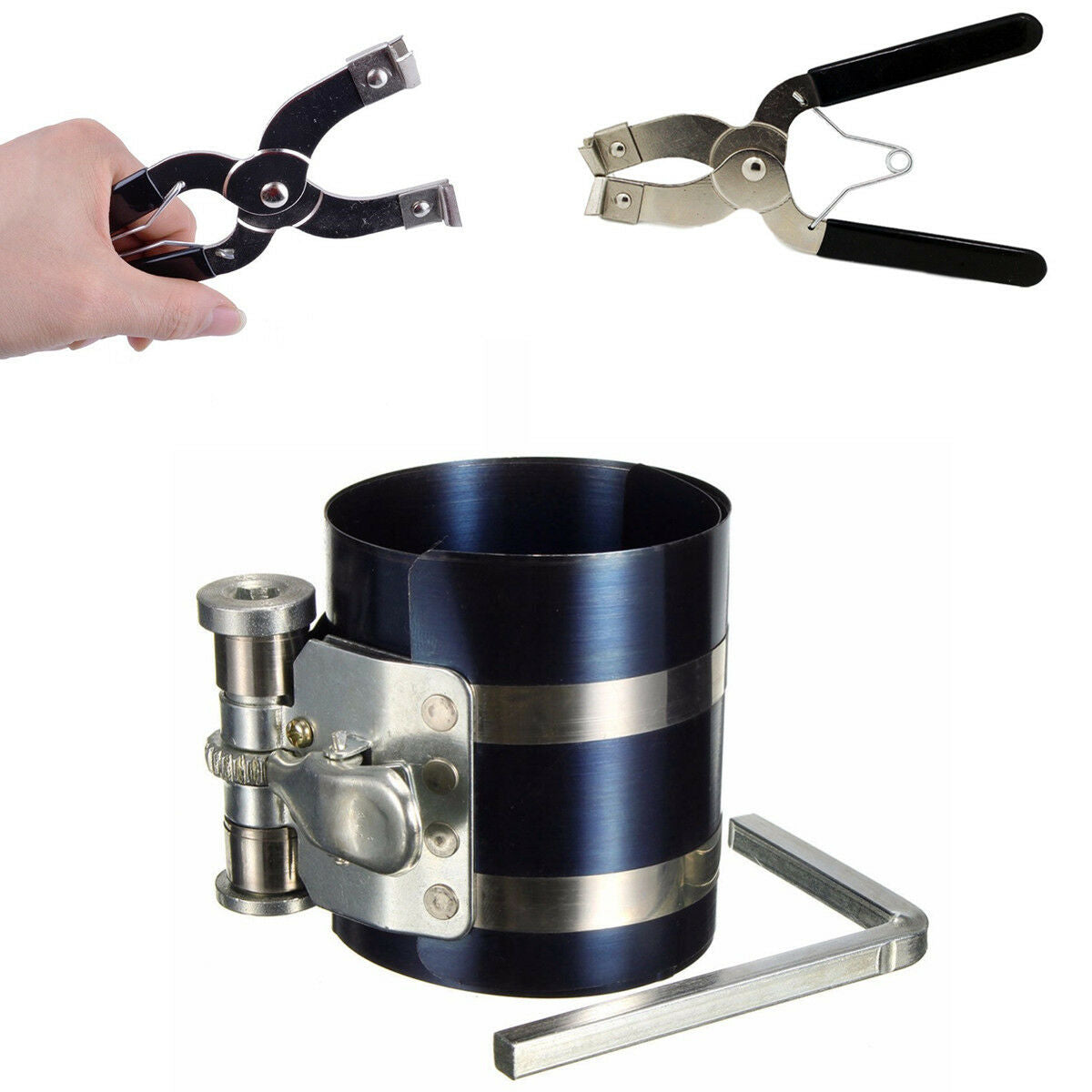 3" Piston Ring Compressor & Installer Ratchet Plier Remover Expander Engine Tool