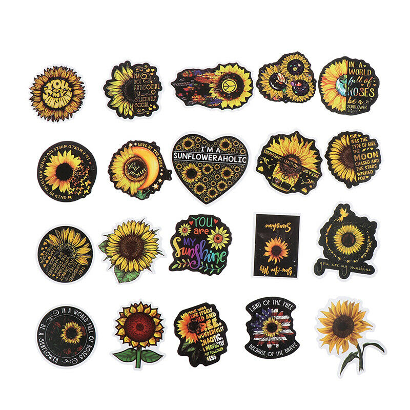 50Pc Sunflower Waterproof Stickers For Car Luggage Fridge Laptop Motorcycle  SJ