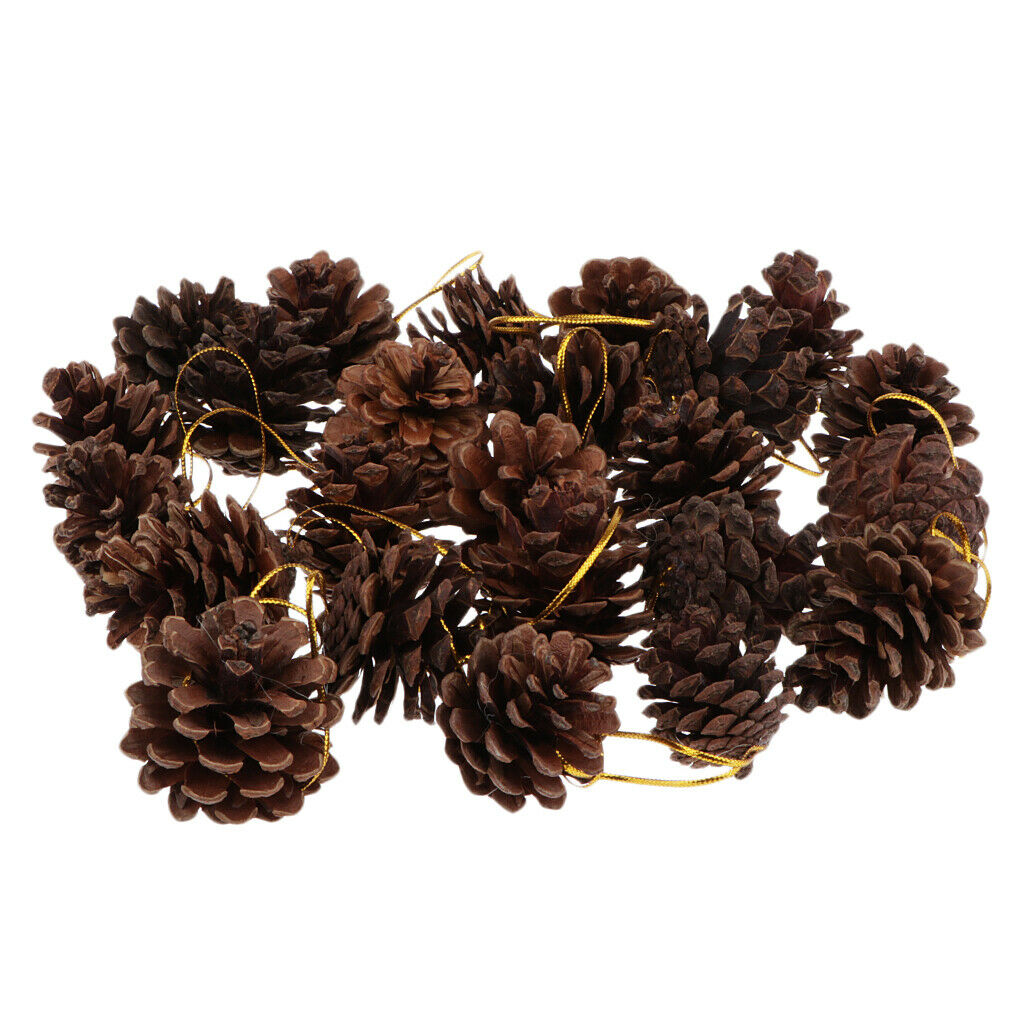 36pcs Dark Brown Pine Cone Craft Charms For Christmas Tree Home Window Decor