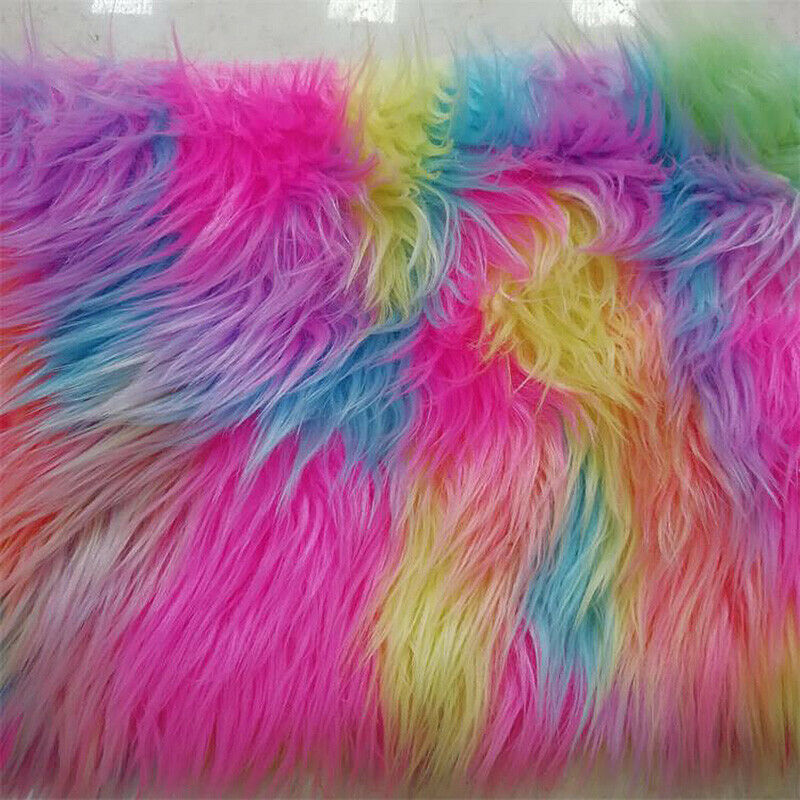 40x150CM Rainbow Soft Plush Fabric Faux Fur Fluffy Warm for DIY Sewing Material