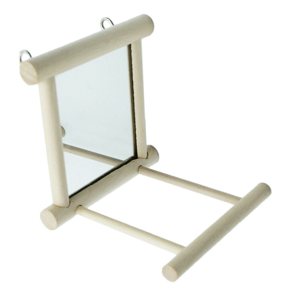 Bird Toys Wooden Swing with Parrot Mirror for Parrot Macaw Cockatiel Perches