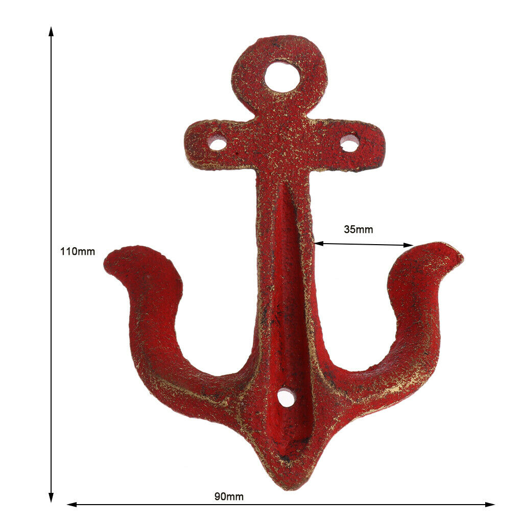 4x Wall Hook Bedroom Heavy Duty Coat Hook Hanger Decoration Red Wall Mounted