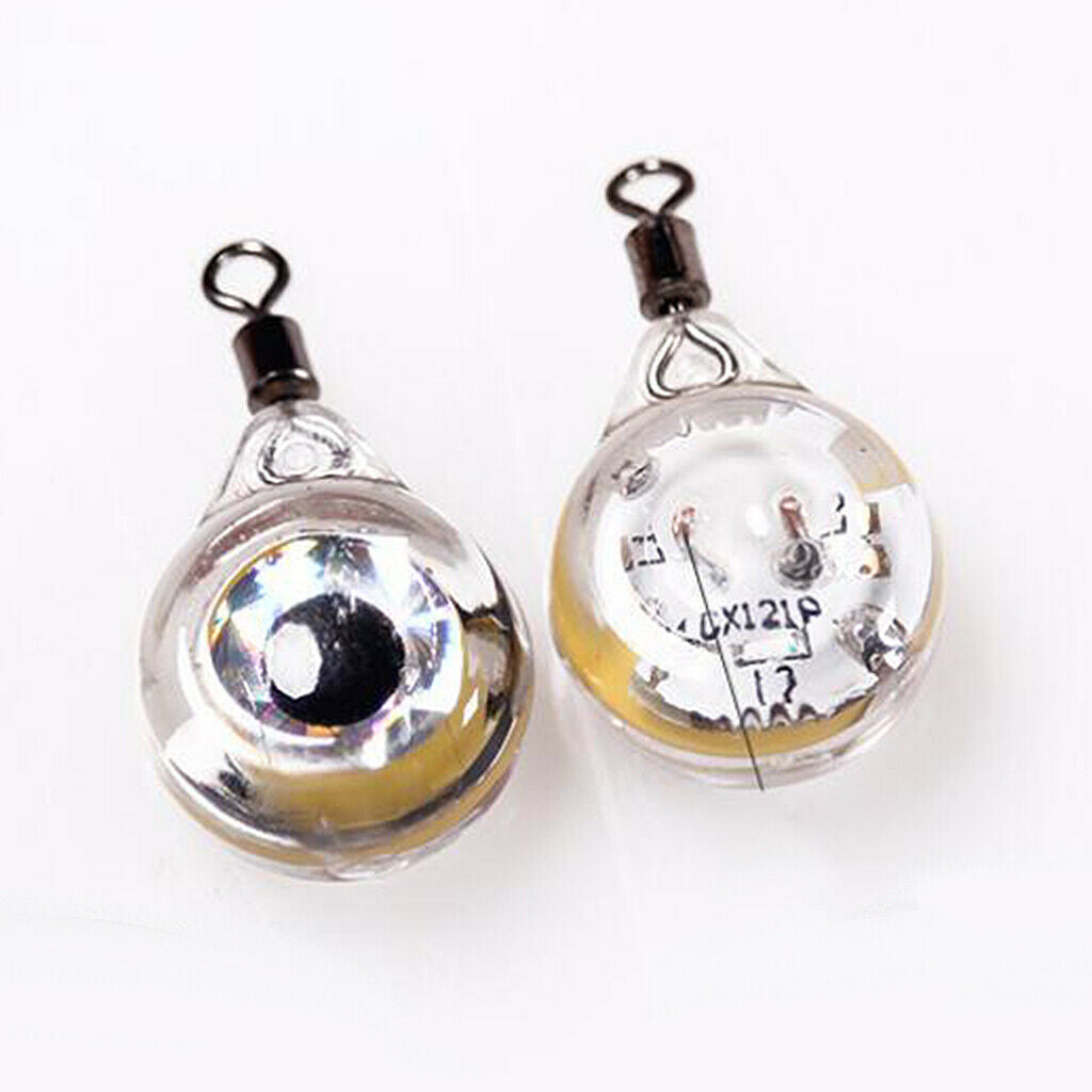 2 Pcs LED Deep Drop Underwater Eye Shape Fishing Lure Light Bait Colorful