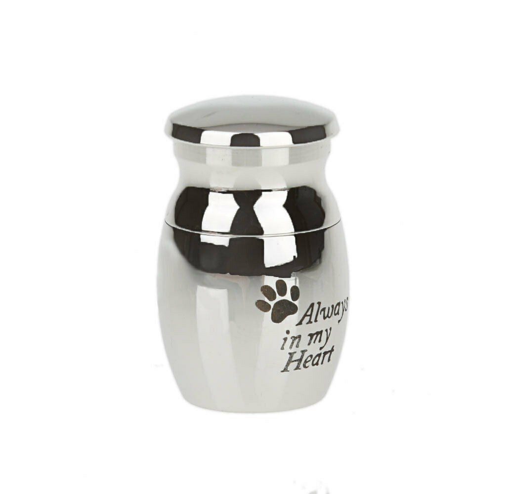 Set of 5 Stainless Steel Cat Dog Paw Print Mini Cremation Urn Pet Casket for