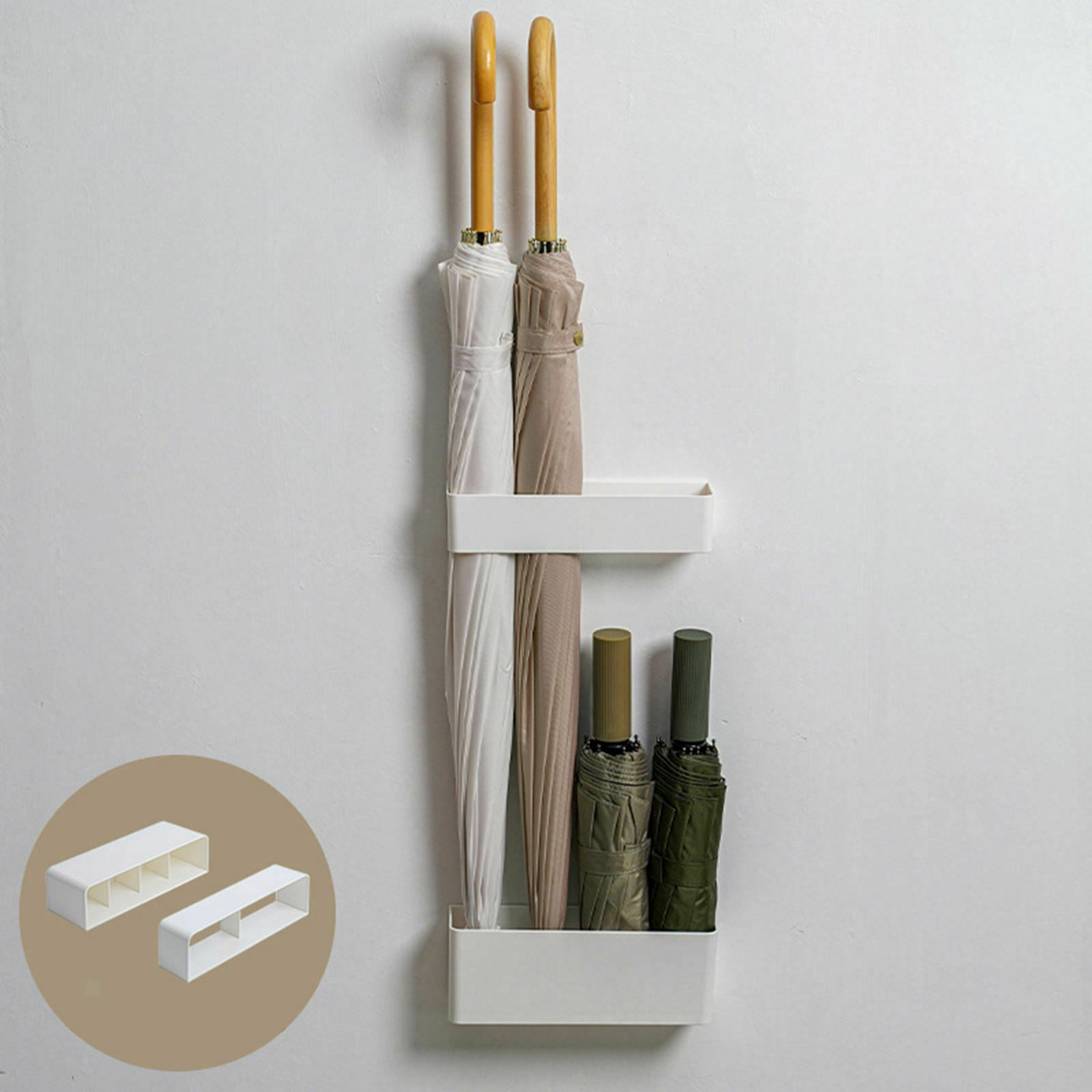 Umbrella Storage Rack Wall Mounted Easy Pour Water Stand for Door Bars