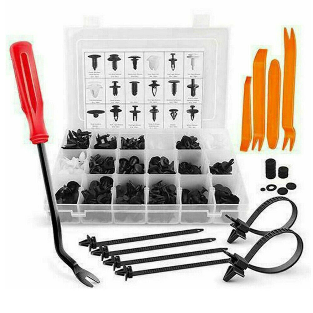 415Pcs Auto Car Body Plastic Push Pin Rivet Trim Fastener Clip Screwdriver Nylon