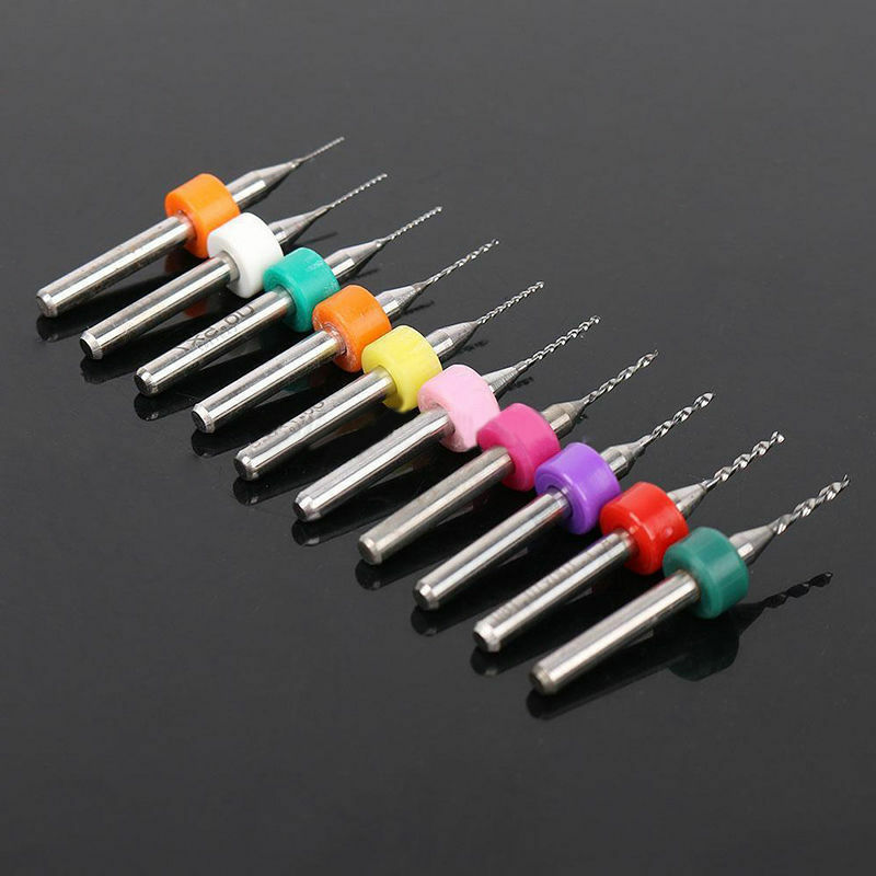 10x PCB CNC Print Circuit Board Carbide Micro Drill Bits Tool 0.1mm-1.0mm L99