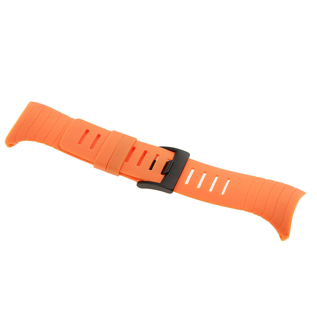 Silicone Watch Band Stainless Steel Tang Buckle 24mm for Suunto Core Orange