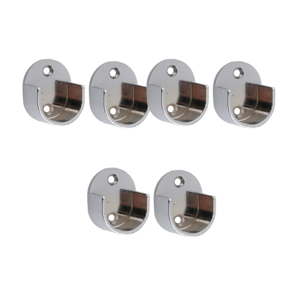 6Pcs Round Wall Mounted Curtain Rod Rail Finials Ends Caps for 25mm Pole