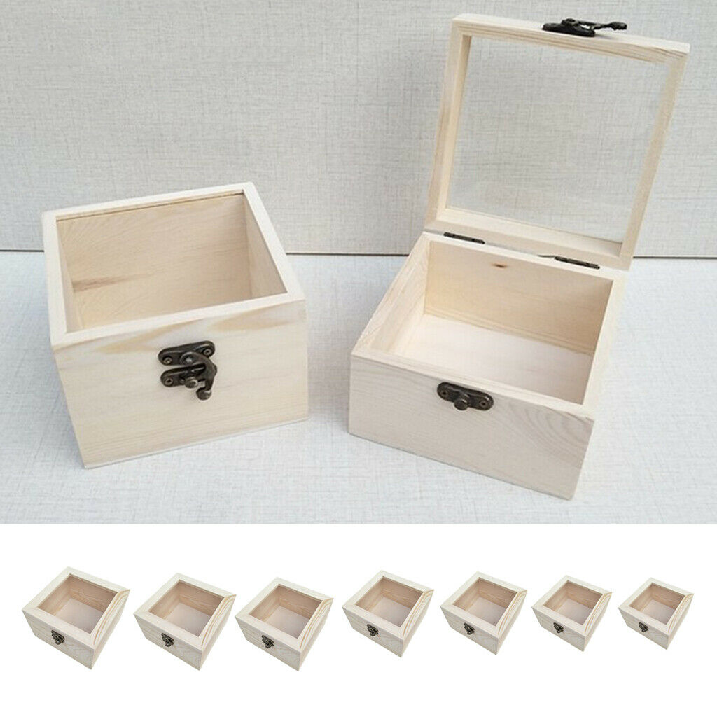 Wooden Box Glass Top Lid Hinged Jewelry/Gifts/Eternal Flower Storage Case 3#