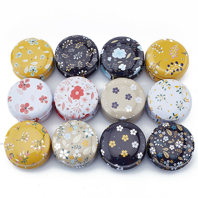 4Pcs/set Elegant Flower Tin Box DIY Candle Jar Balm Round Empty Iron B.l8