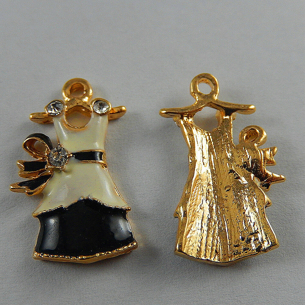 50974 Mixed Color Enamel Alloy Rhinestone Princess Dress Pendant Charm Crafts 5x