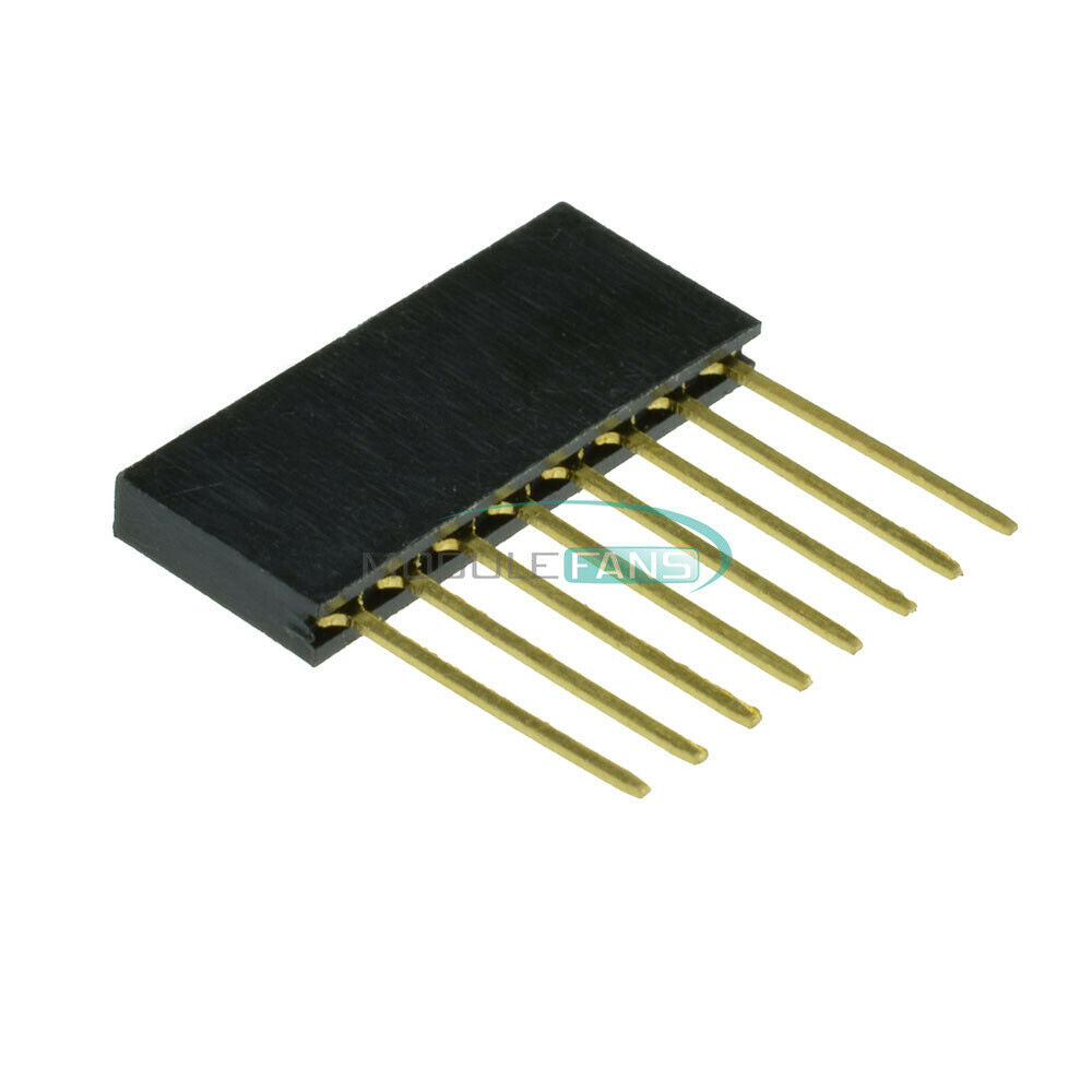 100PCS 2.54mm Pitch Single Row Stackable Shield Female 8-Pin Header for Arduino