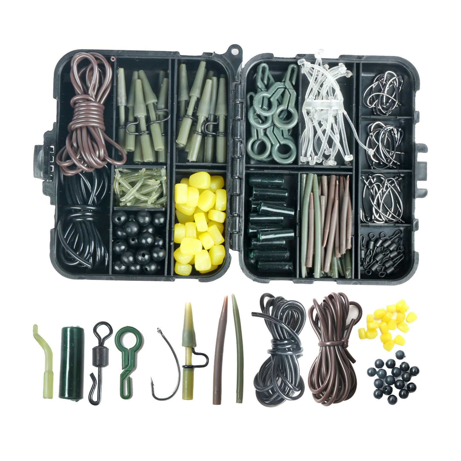 225Pack Fishing Tackle Box Carp Weights Lures Hair Rigs Saltwater/Freshwater