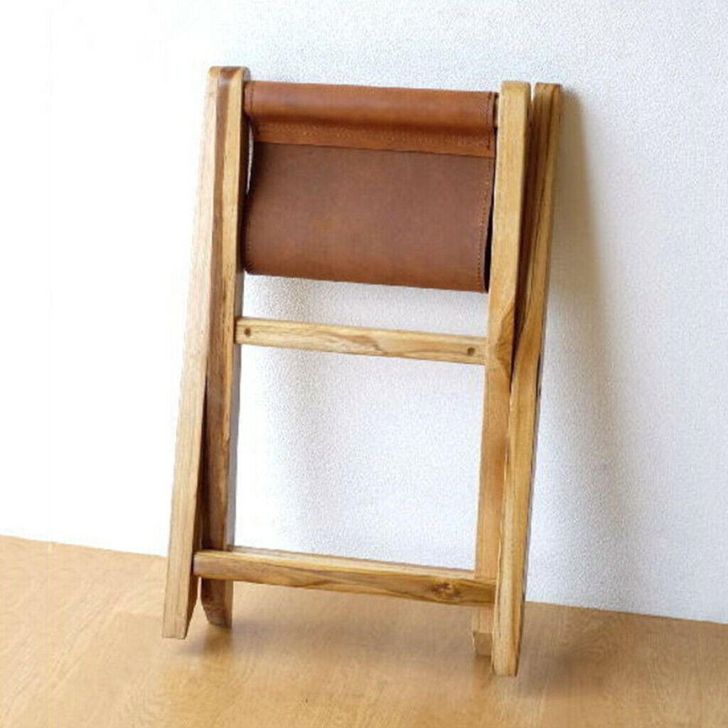 Wooden Leather Folding Chairs Leather Mazar Easy to Carry for Family Fishing